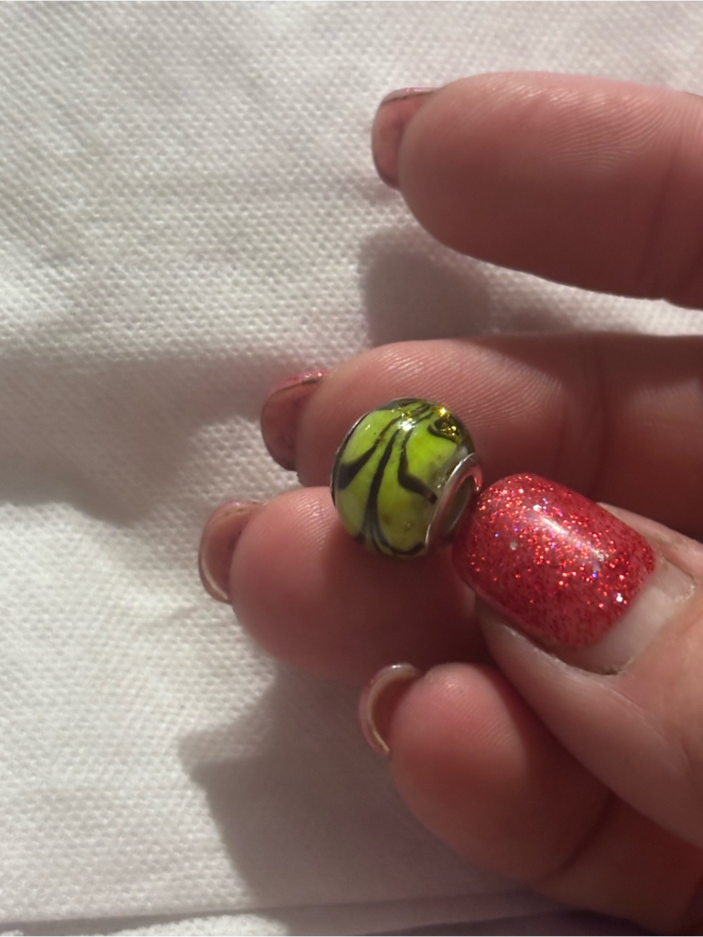 Pandora Lime Green Swirl Glass Charm Bead